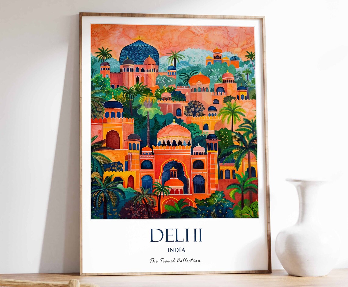 Delhi India Vibrant Palace Skyline Travel Collection Art Poster