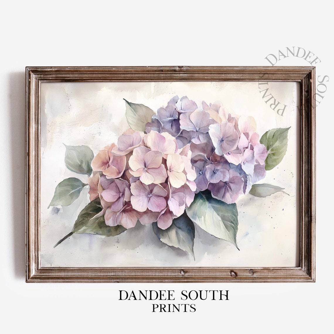 Pink And Purple Hydrangea Painting Wall Art Floral Farmhouse Decor Vintage Botanical 074