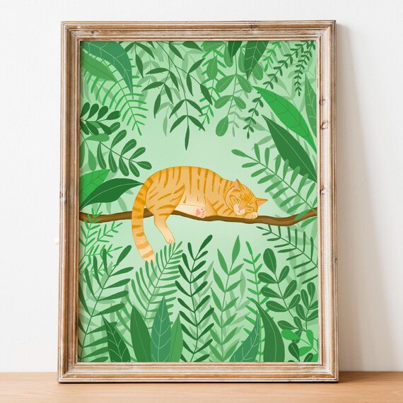 Ginger Cat Art Print, Cat-Themed Gift