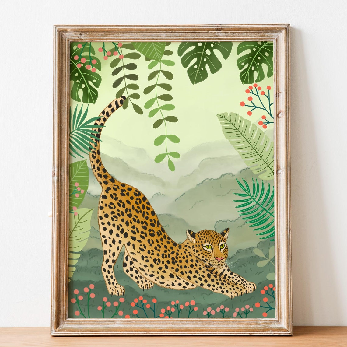 Leopard Art Print, Jungle Illustration Nursery Decor