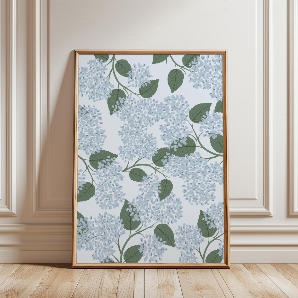Light Blue Hydrangea, Grandmillennial Floral Art Print - Image 4