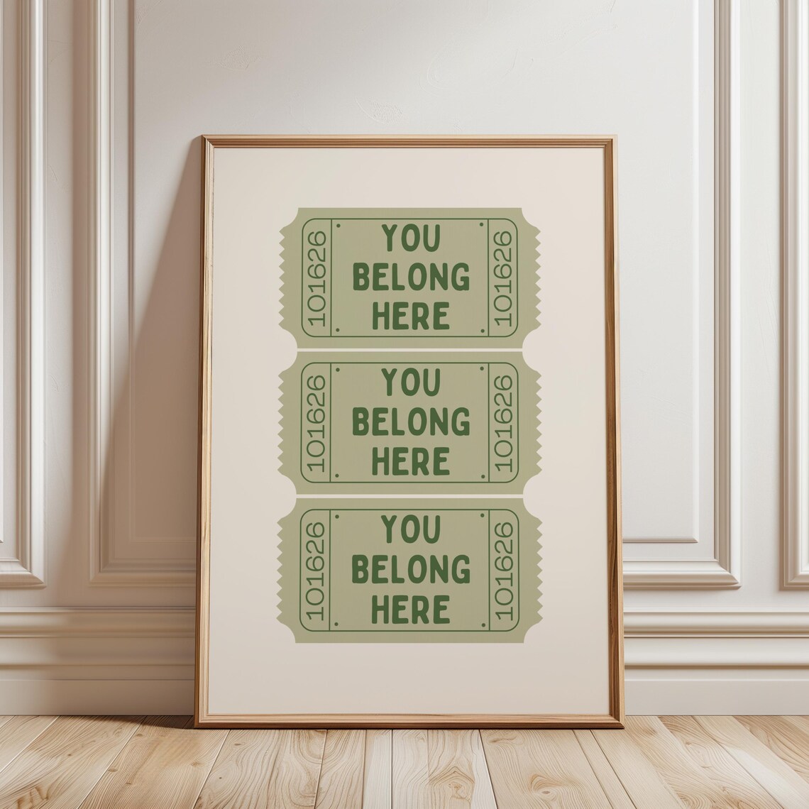 You Belong Here Retro Ticket Stub Bedroom Art Print - Image 5