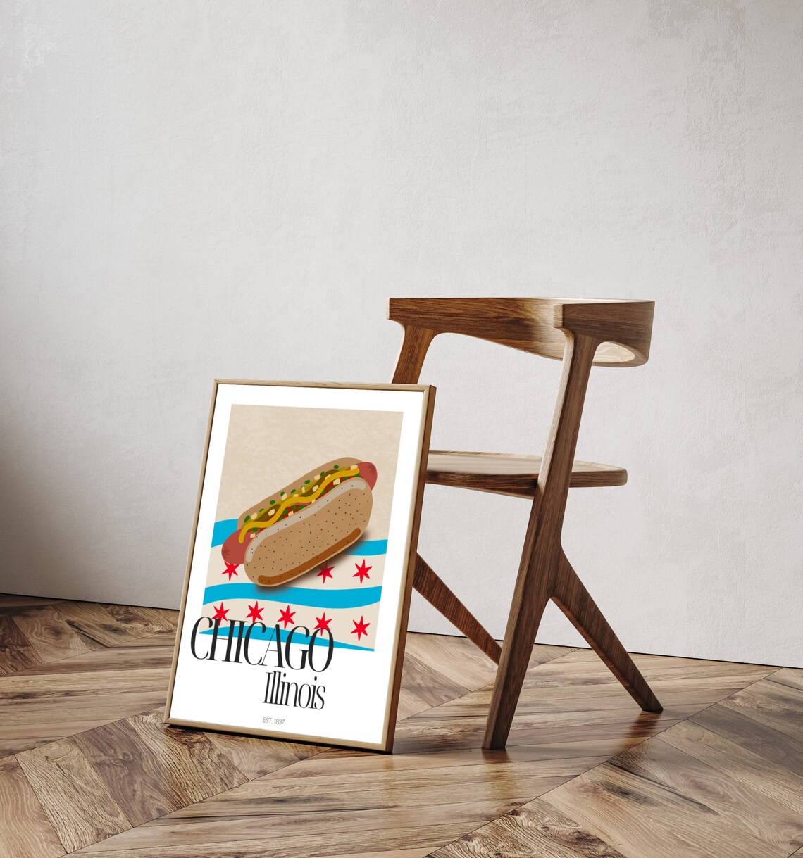Chicago Style Hot Dog, Chicago Travel Poster, Wrigley Field - Image 4
