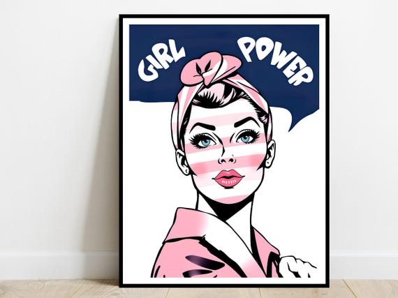Girl Power Art Print Calm Cool Retro Poster Coquette Pink Wall Decor Women Empowerment Motivation