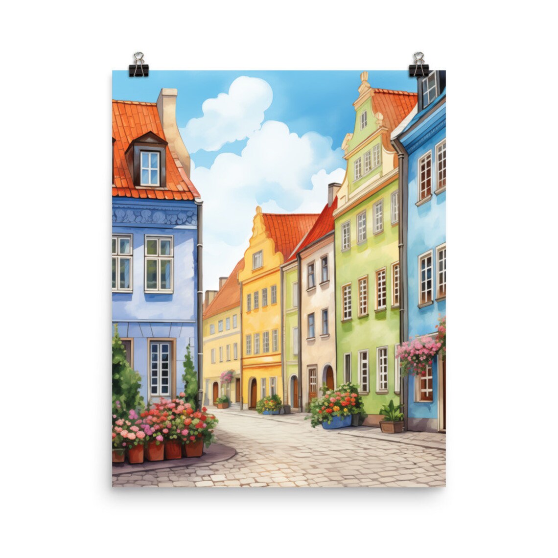 Stockholm Watercolor Travel Poster, Scandinavian Sweden