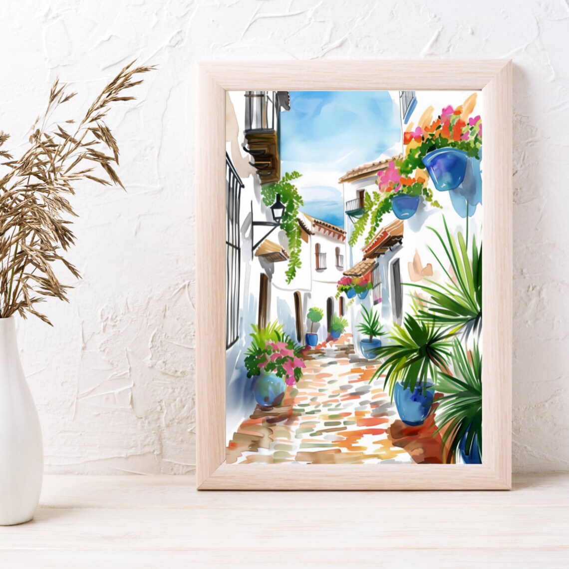 Cordoba Watercolor Print, Spanish Architecture Streetscape - Image 3