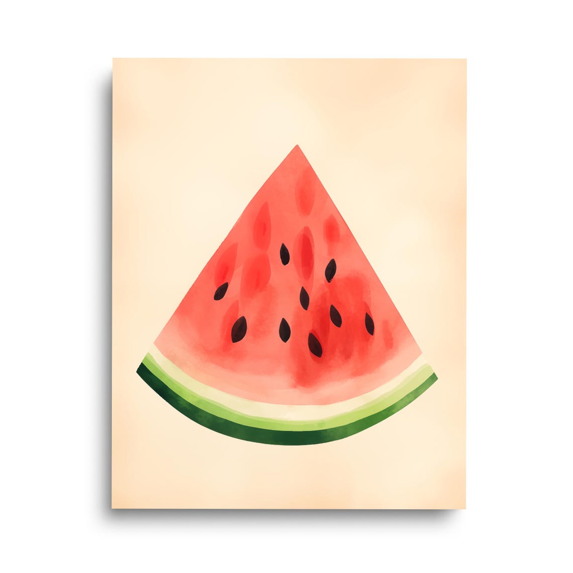 Watermelon Slice Watercolor Minimalist Fruit Kitchen Wall Art