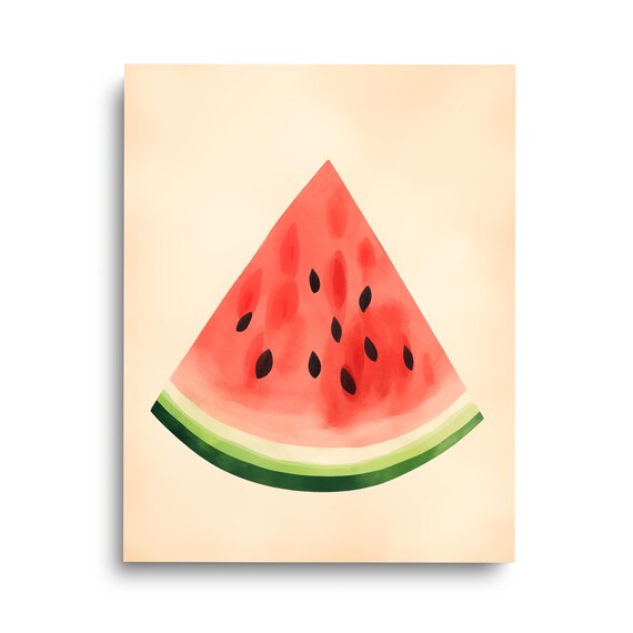 Watermelon Slice Watercolor Minimalist Fruit Kitchen Wall Art