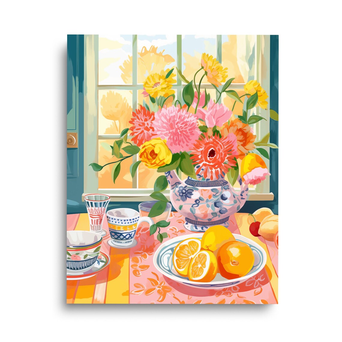 English Tea Watercolor Print, England Travel Poster