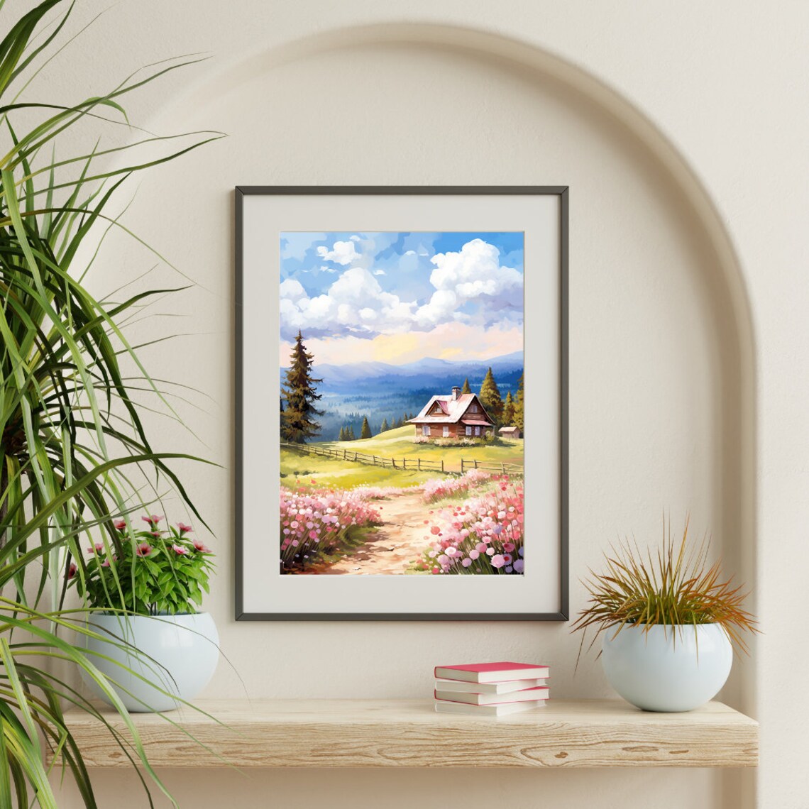Vosges Mountains Log Cabin in a Spring Wildflower Meadow Poster - Image 3