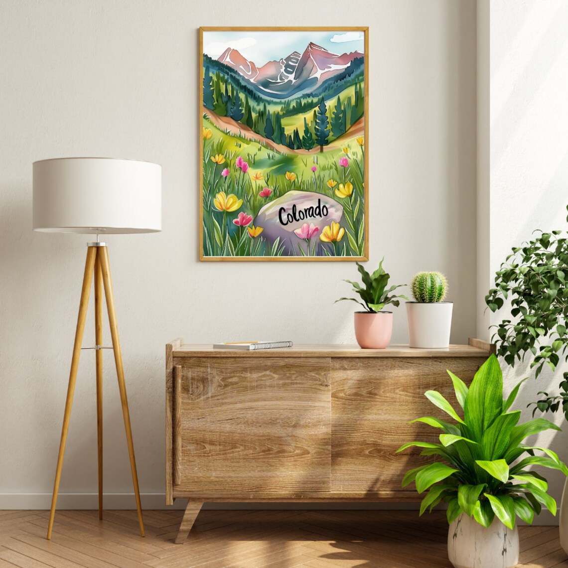 Colorado Wildflower Meadow Beneath Rocky Mountain Peaks Poster - Image 2