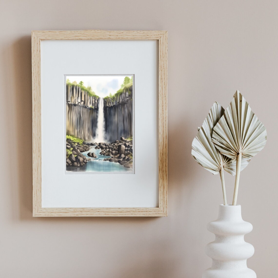 Svartifoss Waterfall Watercolor Print, Iceland Travel Poster - Image 3