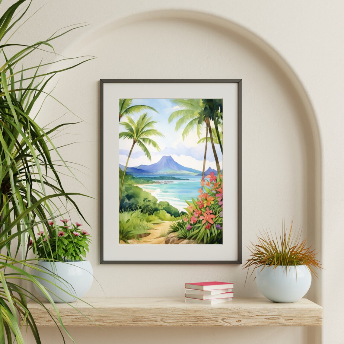 Kailua Oahu Hawaii Coastal Watercolor Travel Poster - Image 3