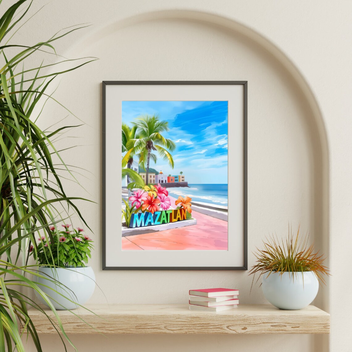 Mazatlan Watercolor Travel Poster, Mexico Cityscape - Image 3