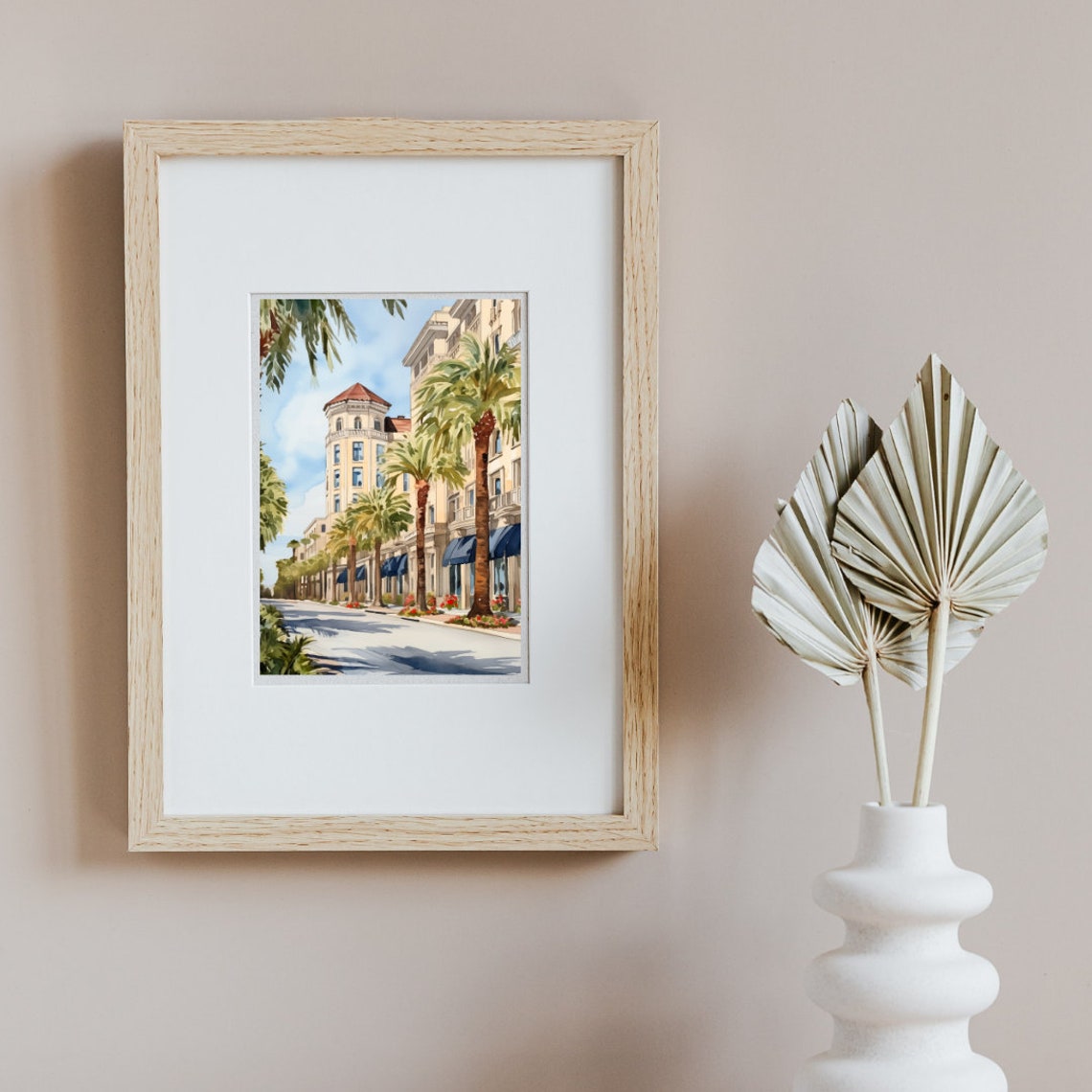 Sunlit Palm Lined Historic Boulevard With Tower California Poster - Image 2