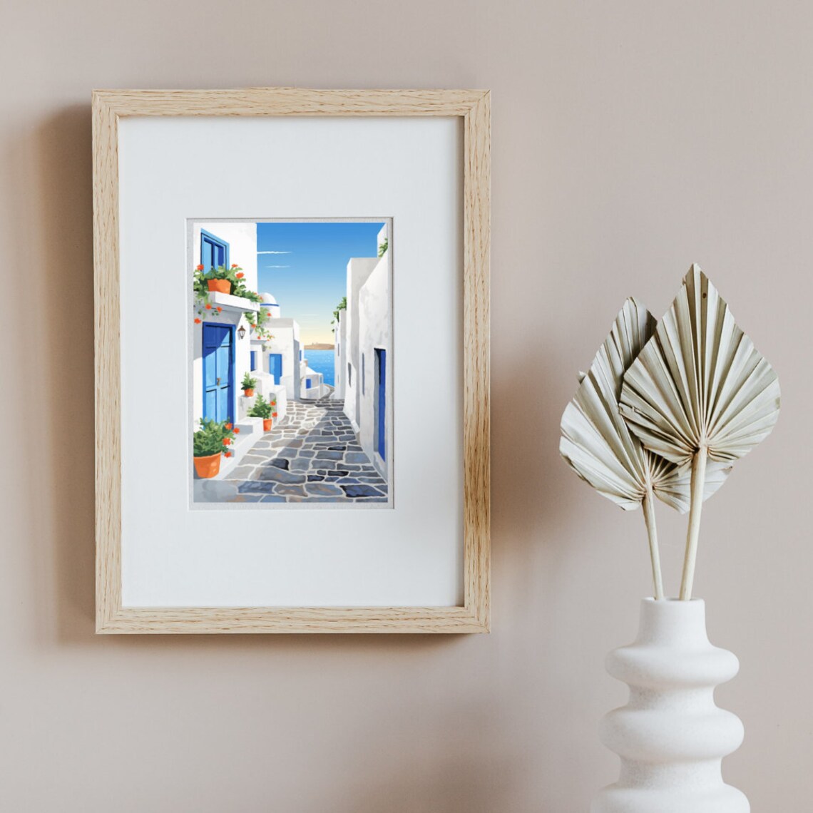 Kos Watercolor Travel Poster, Greek Island Seaside - Image 3