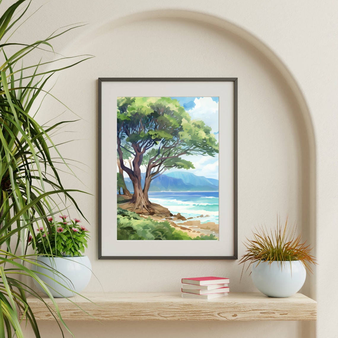 Lahaina Banyan Tree on a Maui Beach Under Mountain View Poster - Image 3