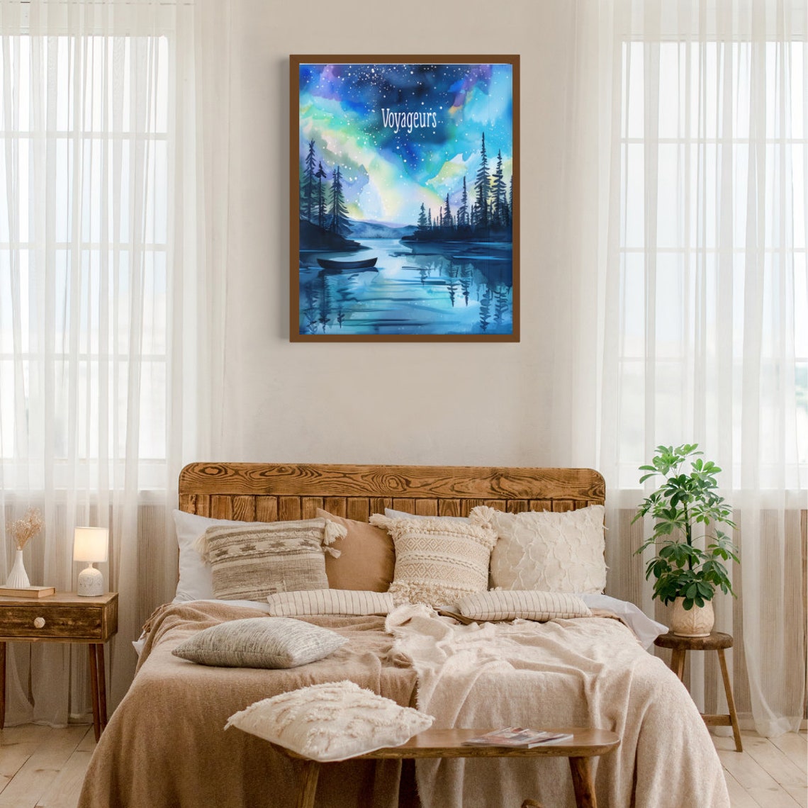 Voyageurs Aurora Borealis Night Over a Starry Northwoods Lake Poster - Image 3