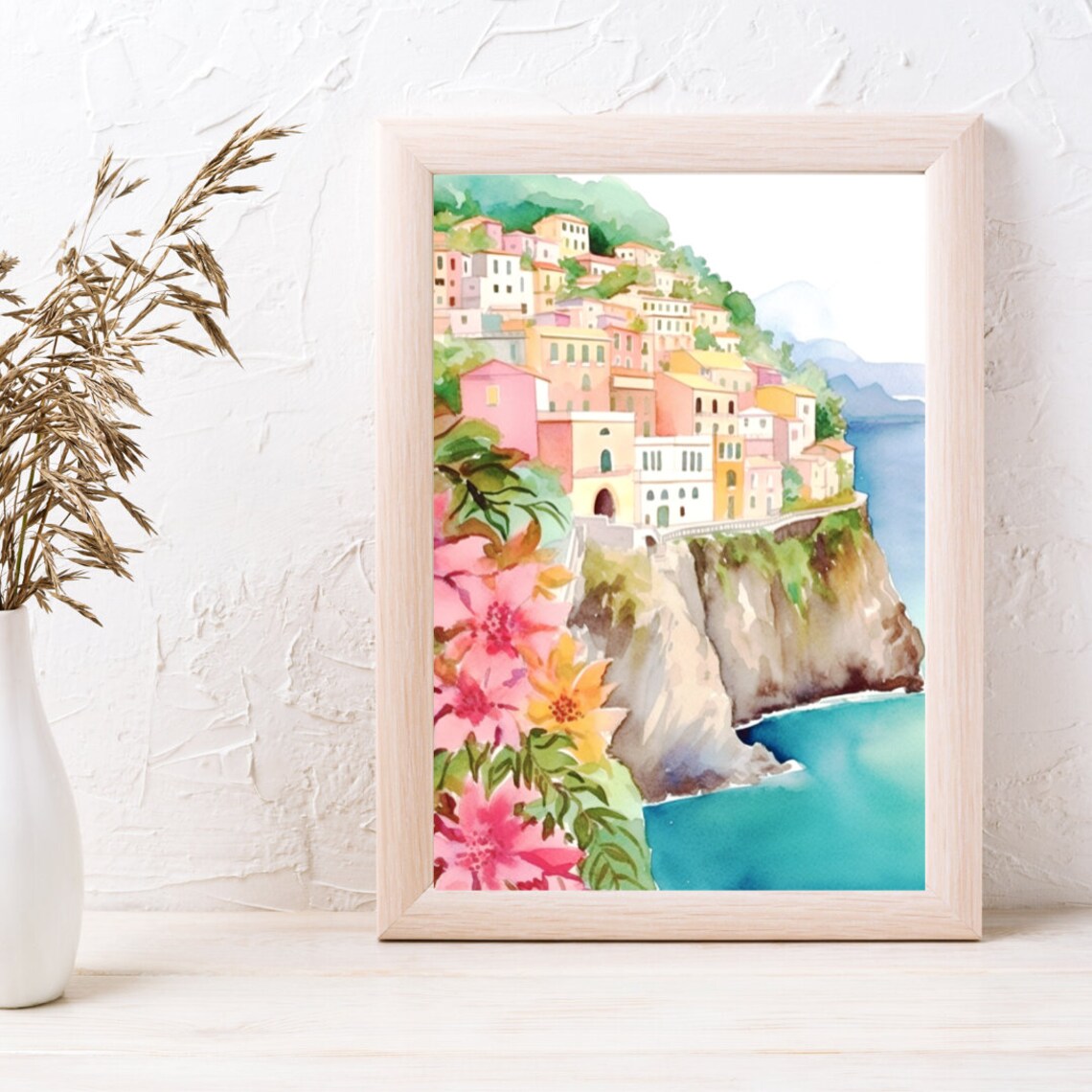 Cinque Terre Watercolor Travel Poster, Italy Coast - Image 2