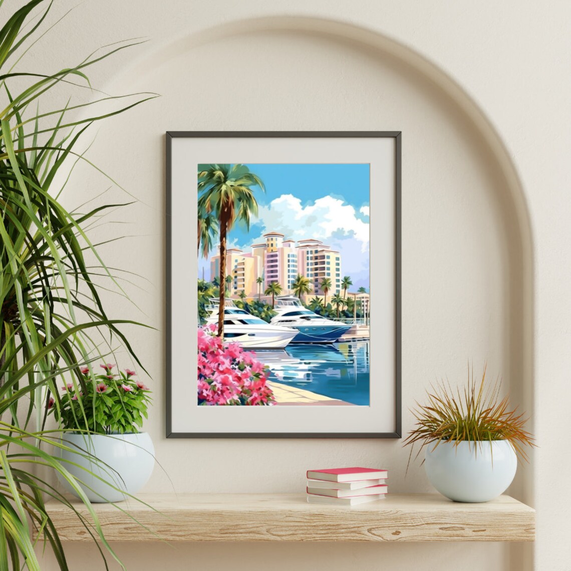Fort Lauderdale Marina With Yachts Palm Trees and Condos Poster - Image 3