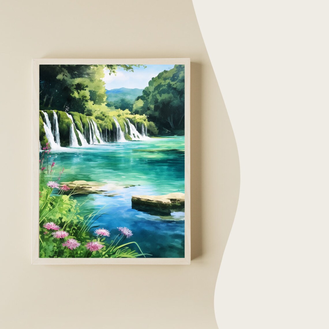 Plitvice Lakes National Park Watercolor Travel Poster - Image 2