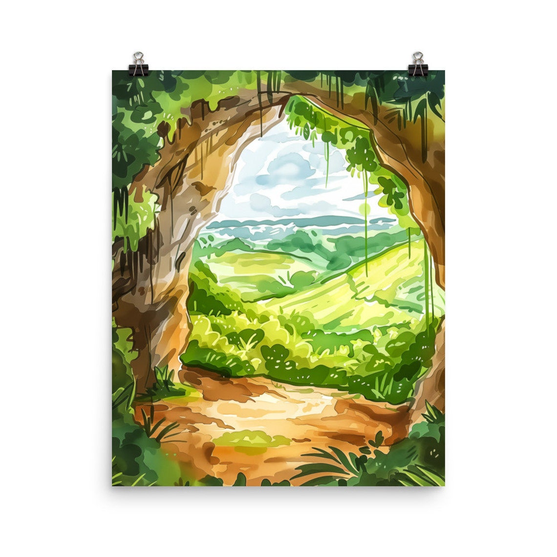 Camuy Caves Watercolor Print Puerto Rico Travel Gift Rican Wall Art Caribbean Decor Lares Tropical Landscape Outdoors