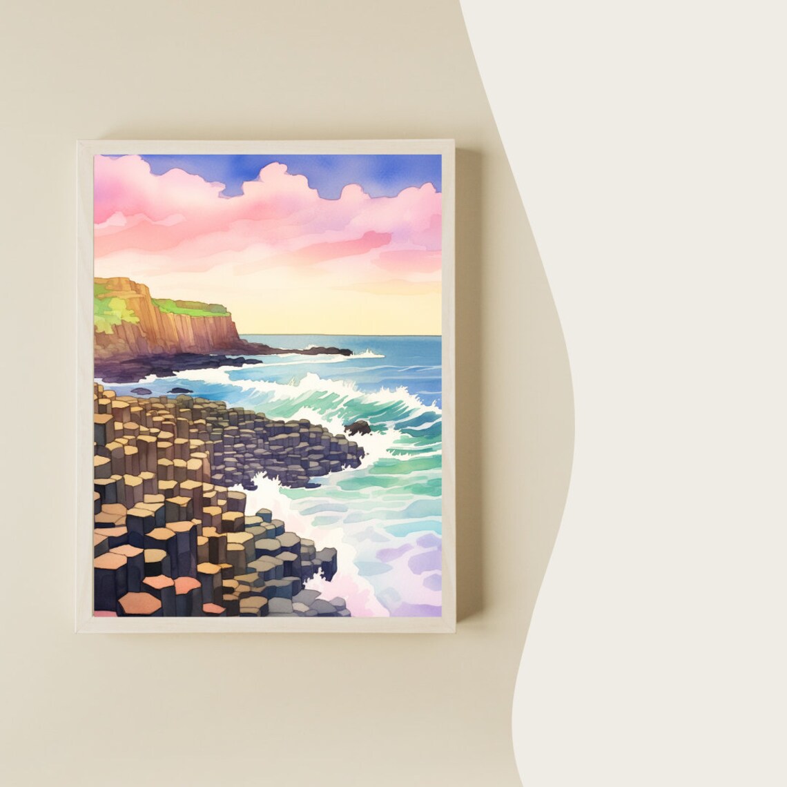 Giants Causeway Watercolor Art Print, Northern Ireland - Image 2