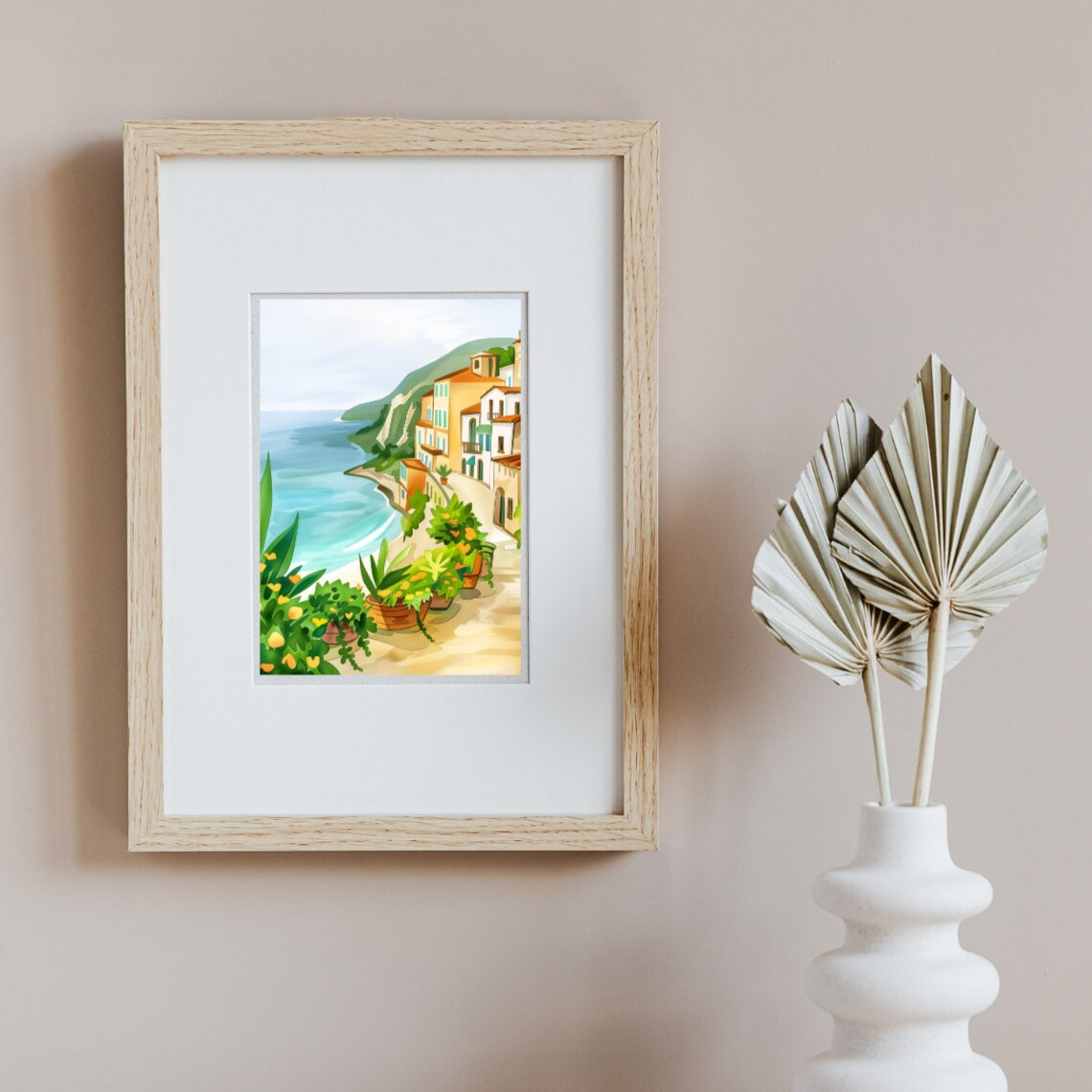Tropea Coastal Cliff Town In Calabria Italy Watercolor Travel Poster - Image 2