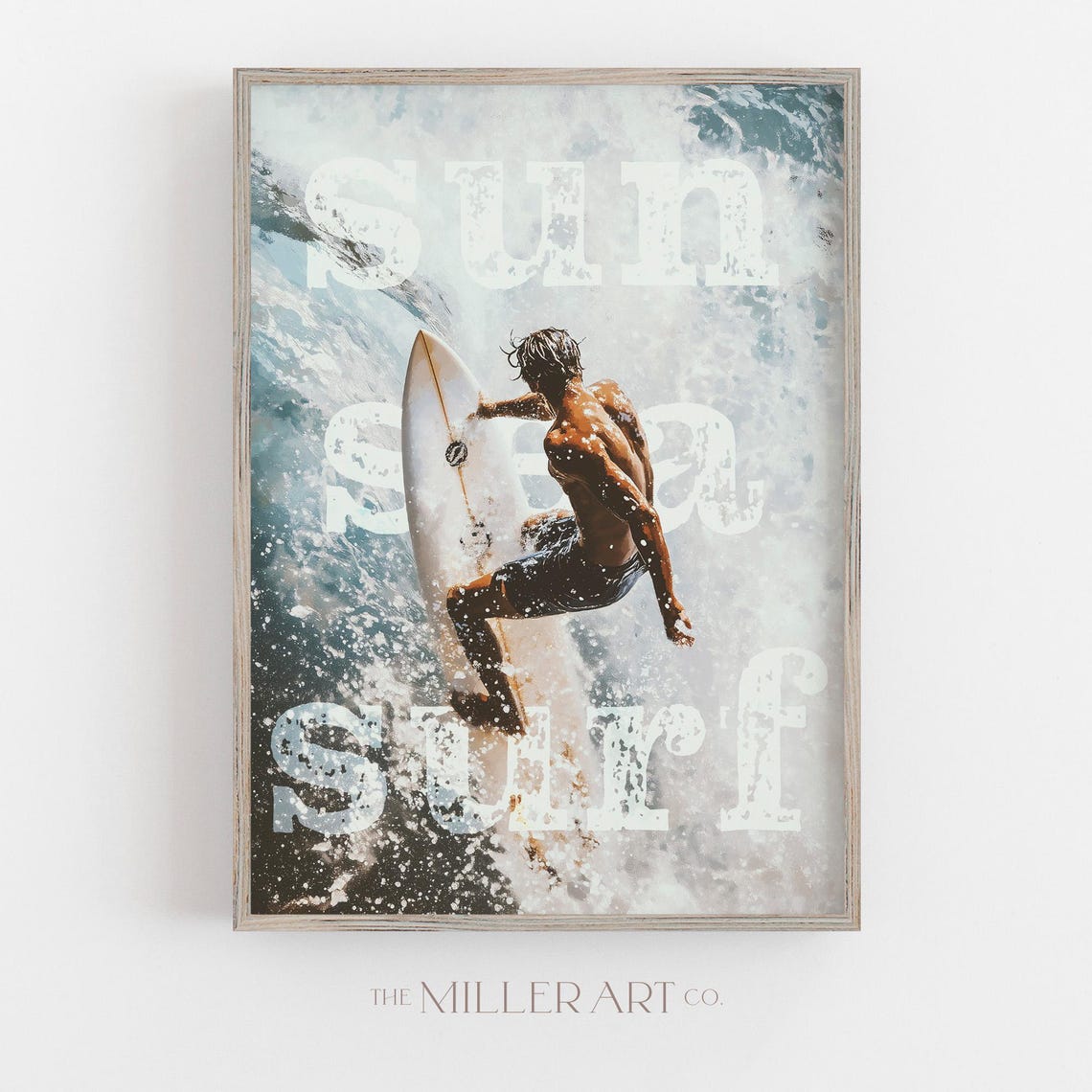 Surfer Riding Big Ocean Wave Sun Sea Surf Coastal Photo Poster