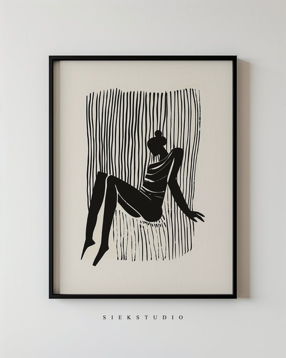 Minimalist Female Silhouette Art Black And White Line Modern Wall Decor Abstract Poster Contemporary Home Or Office