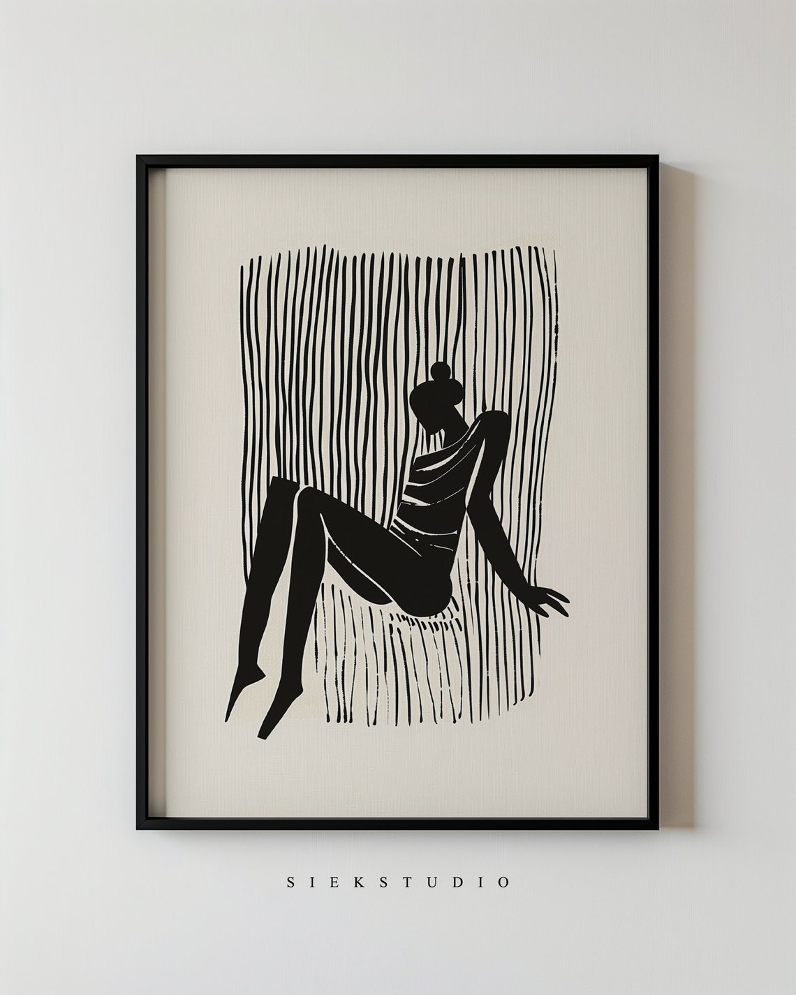 Minimalist Female Silhouette Reclining Black Line Art Figure Poster