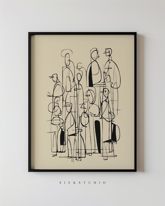 Modern Minimalist People Abstract Line Drawing Art Print