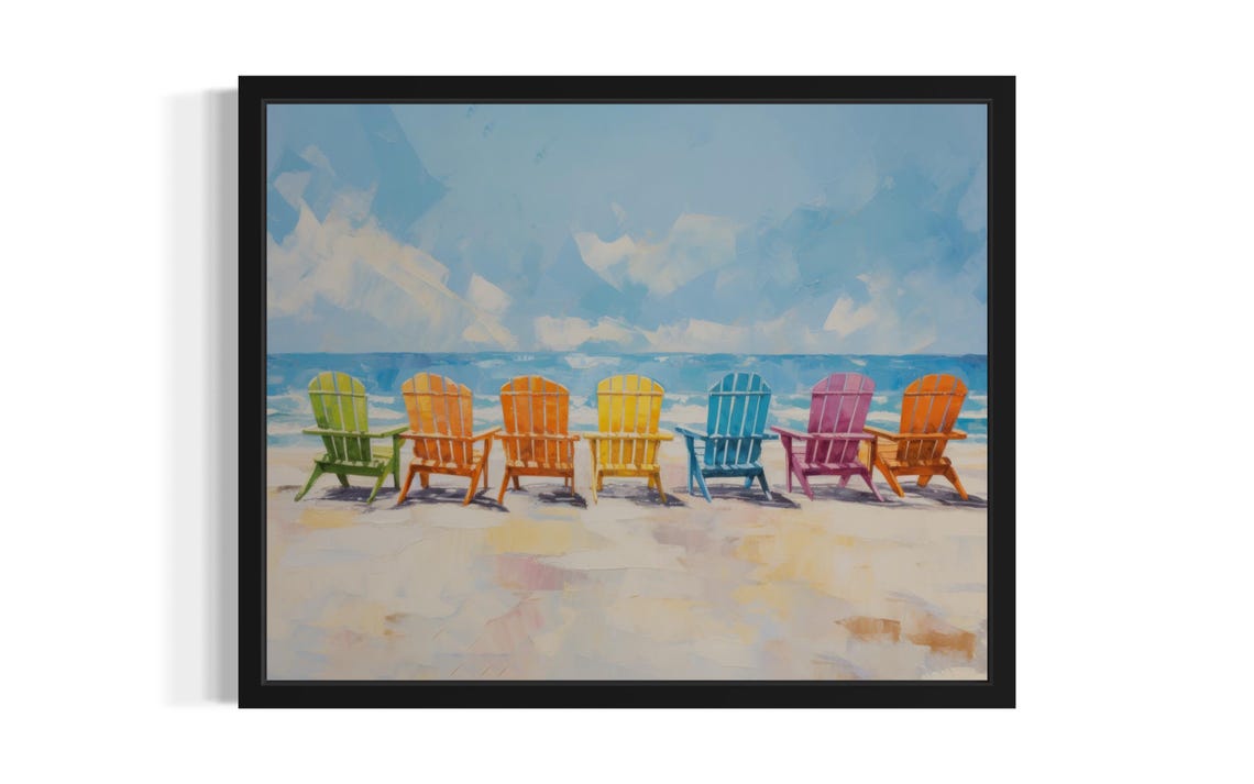 Chairs At Sand Beach Abstract Art Print