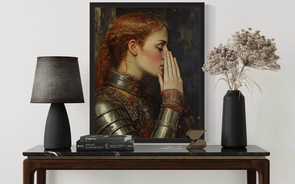 Red Haired Joan of Arc in Knight Armor Holding Nose Funny Poster - Image 2