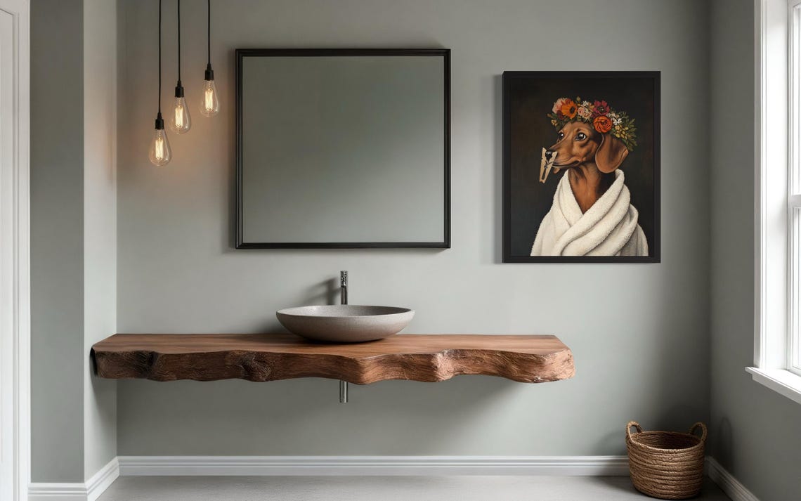 Dachshund Flower Crown Clothespin Funny Bathroom Restroom Poster - Image 2