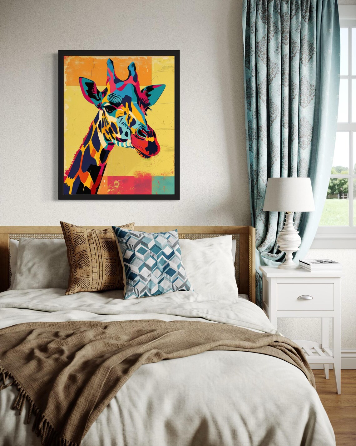 Pop Art Giraffe Portrait in Vibrant Colors Modern Wall Poster - Image 4