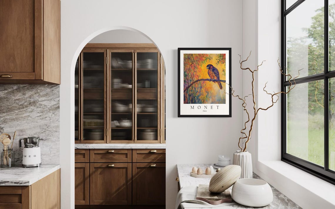 Falcon Bird Monet-Inspired Art Print - Image 4