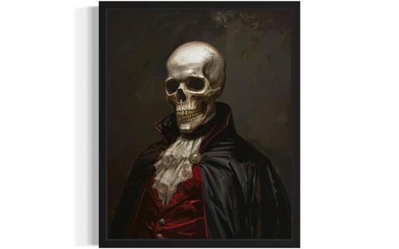 Skull Vampire Gothic Aristocrat Portrait Oil Painting Poster