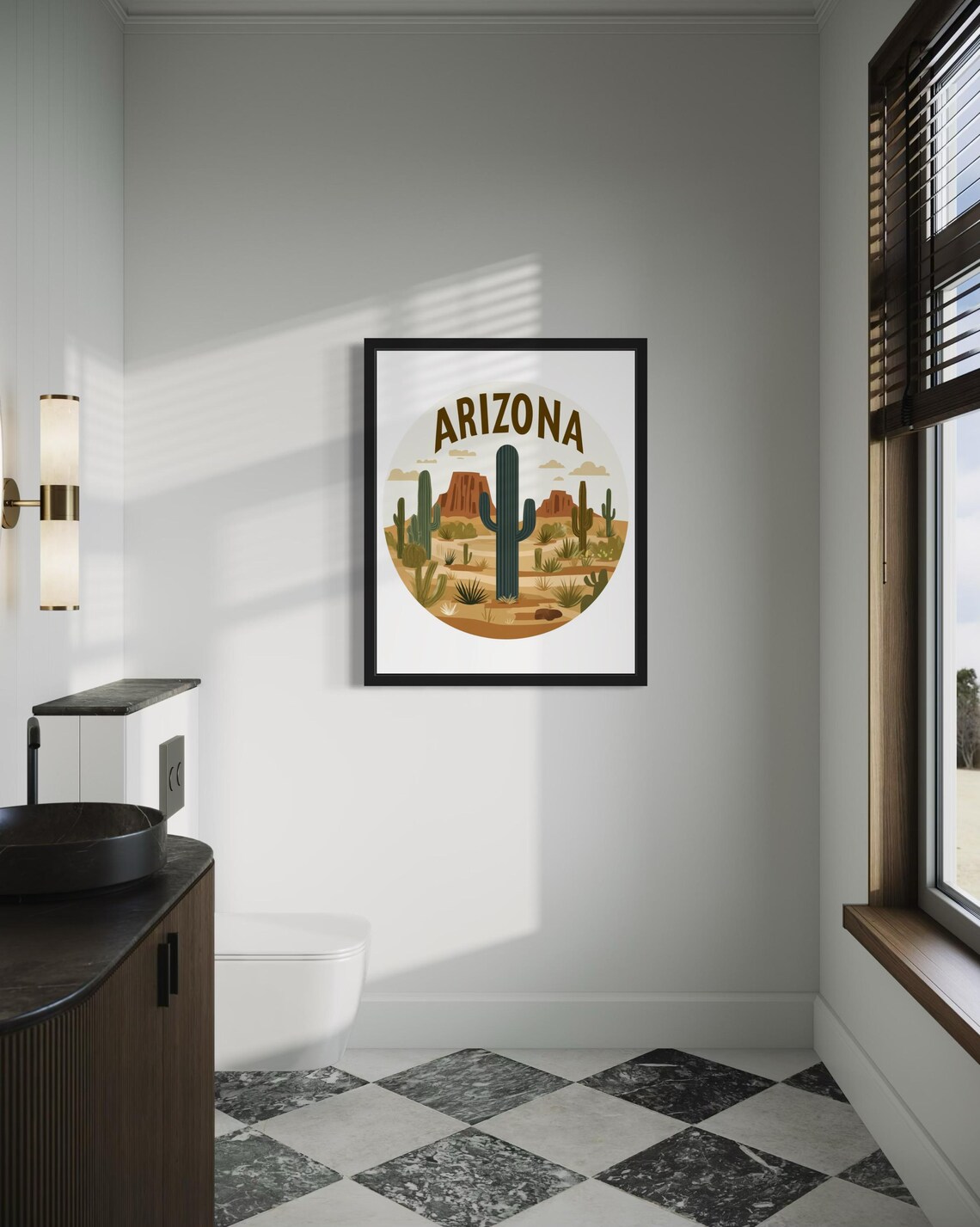 Arizona Towering Saguaro Cactus Desert Red Rock Buttes Poster - Image 3