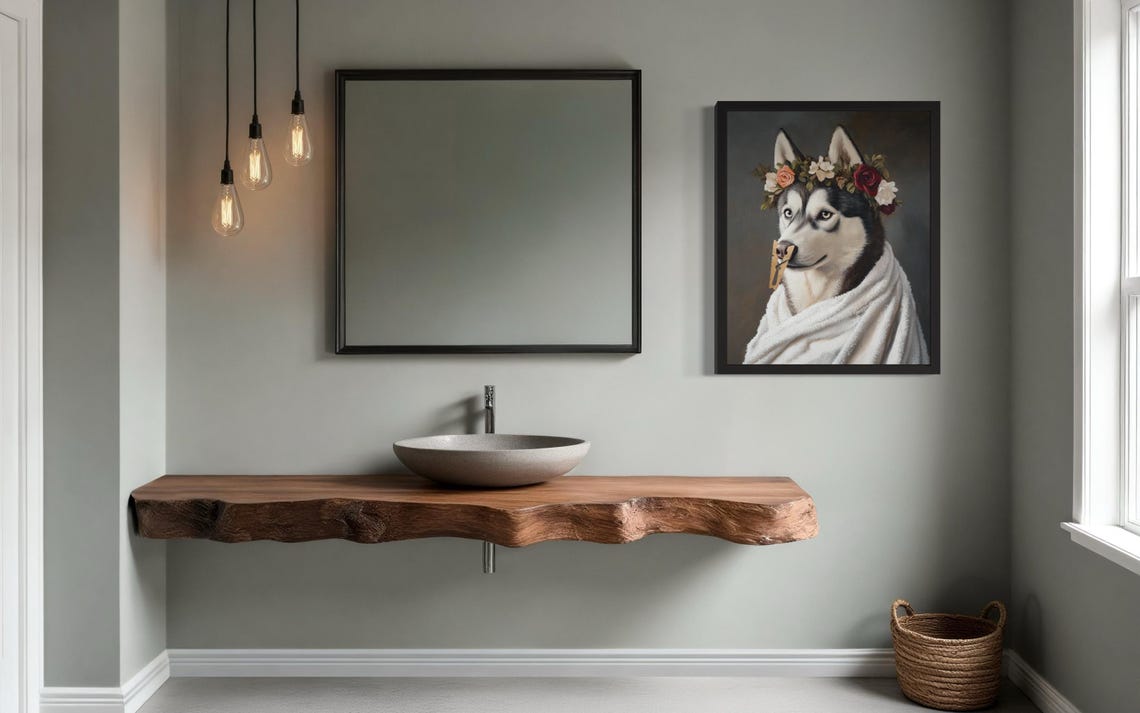 Siberian Husky Flower Crown Clothespin Funny Restroom Poster - Image 2