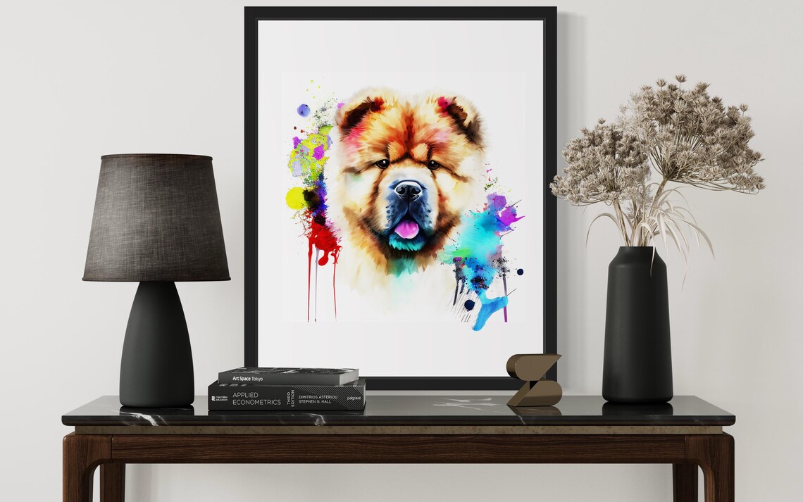 Chow Chow Watercolor Portrait Vivid Color Splash Ink Art Poster - Image 3