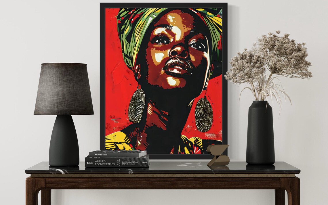 African Woman Art Print Wall Art Poster Original Paint Artwork Artwork Decor - Image 2