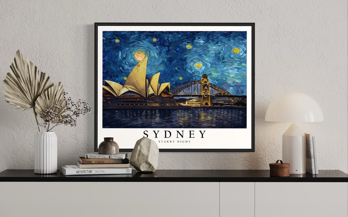 Sydney Starry Night Opera House Harbour Bridge Night Glow Poster - Image 2