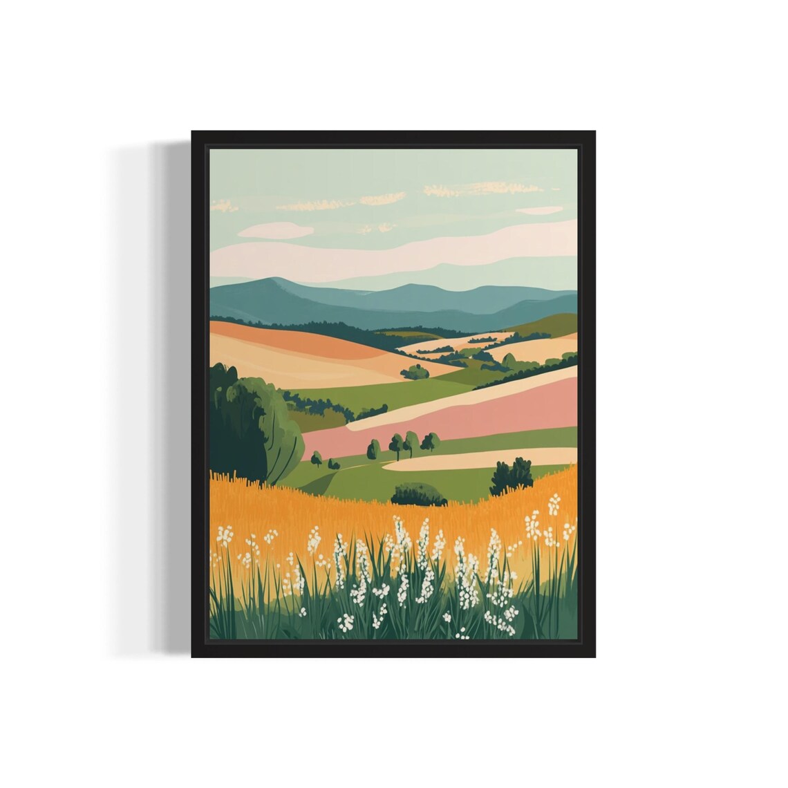 Santa Ynez Valley Golden Rolling Hills Wildflowers Boho Art Poster