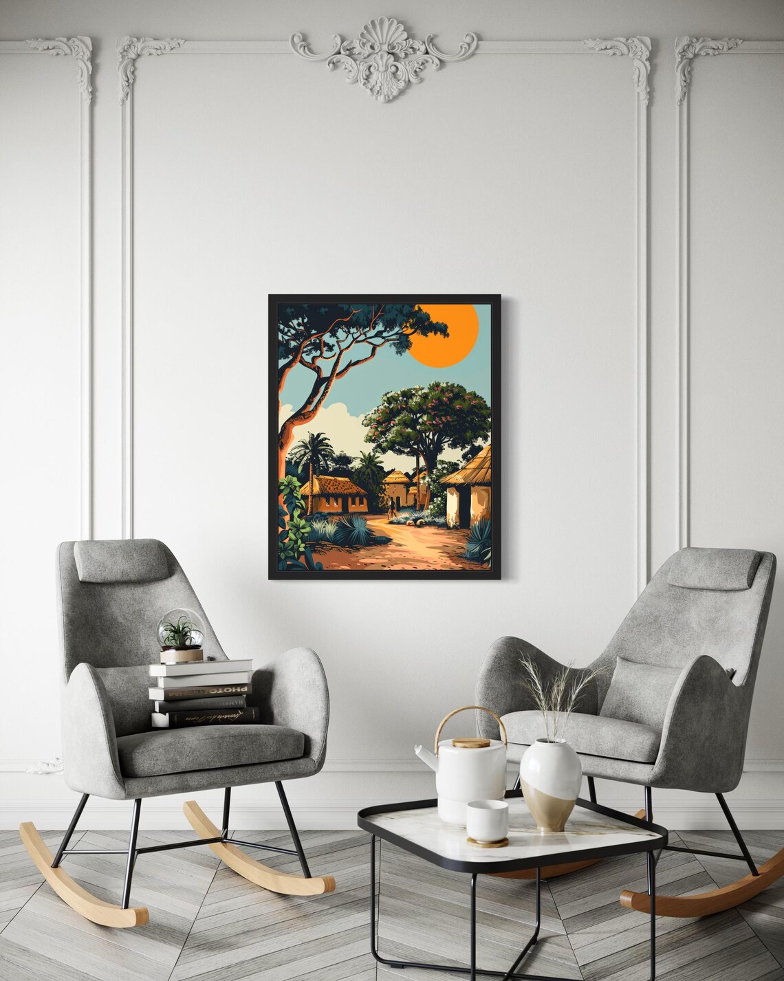 Africa Village Art Print Wall Art Poster Original Paint Artwork Artwork Decor - Image 3