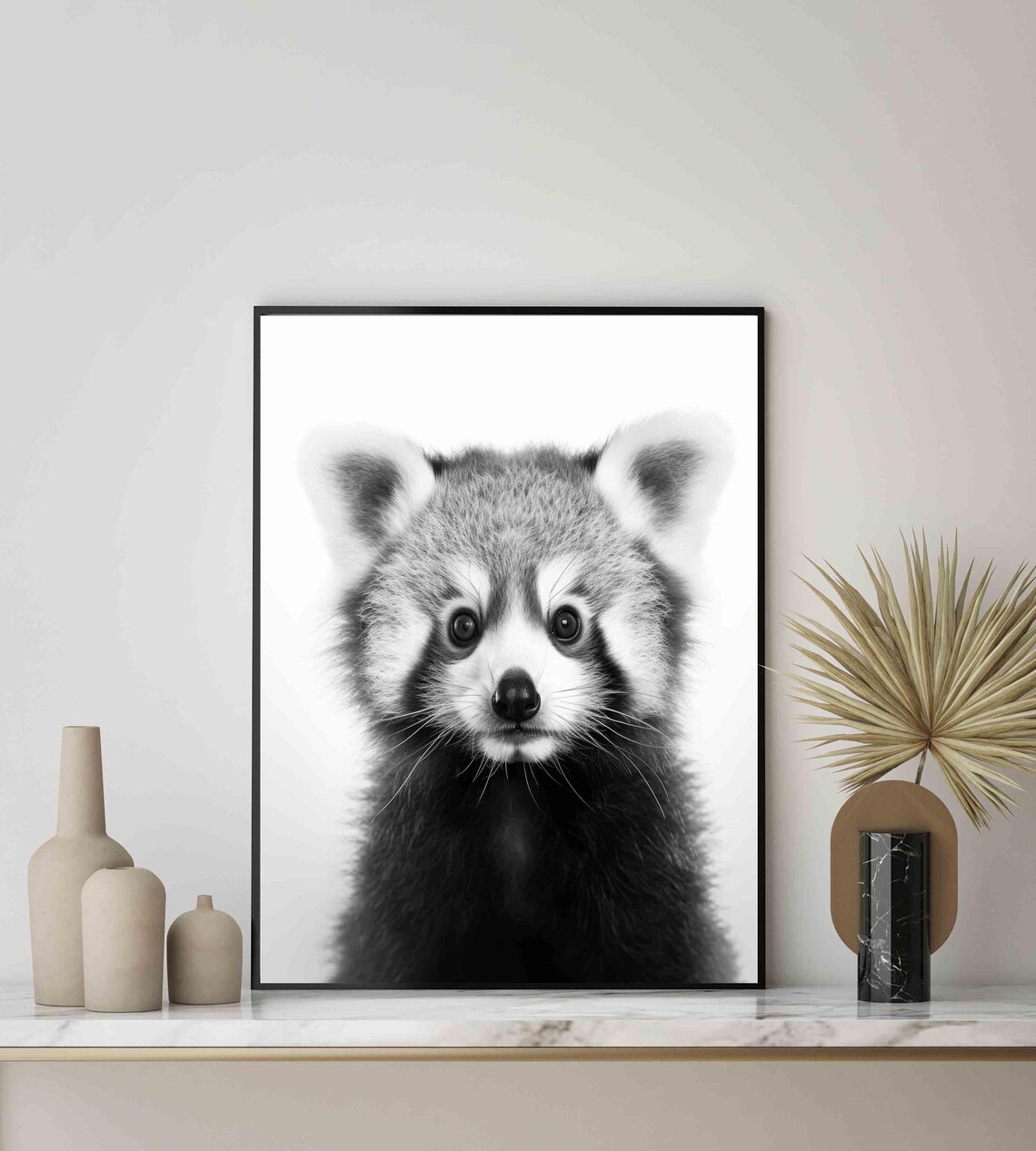 Red Panda Baby Black and White Cute Cub Face Portrait Poster - Image 4