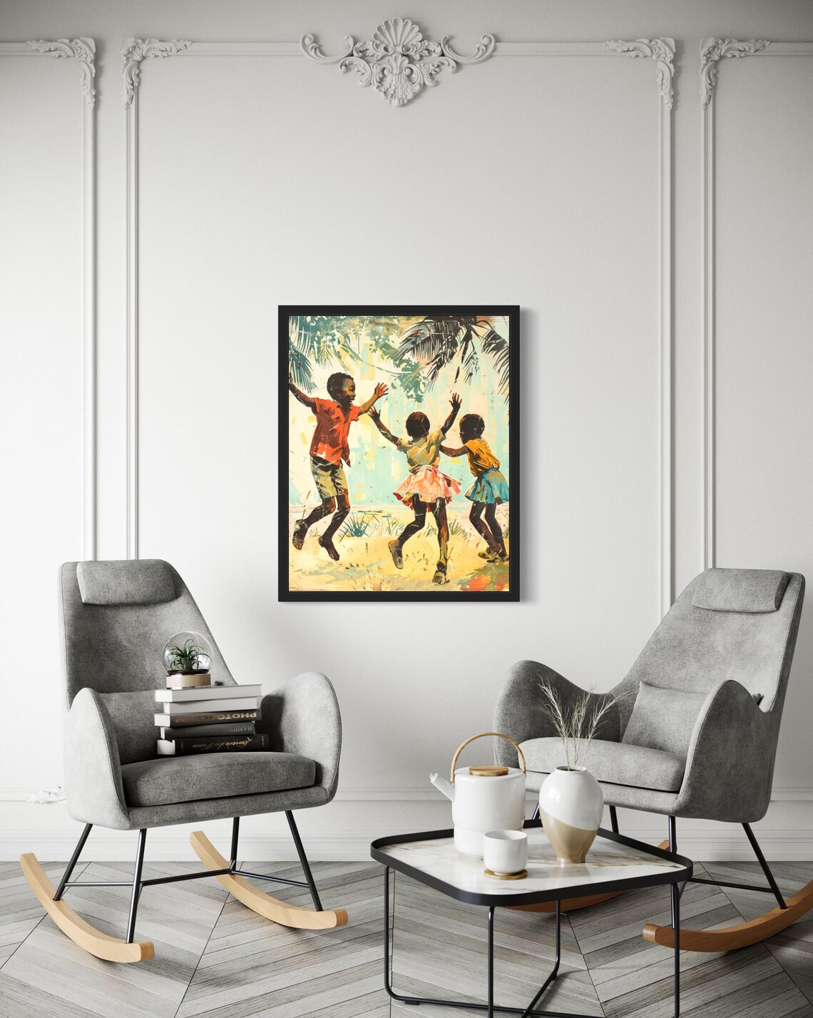 African Kids Art Print, Original Paint Artwork - Image 3