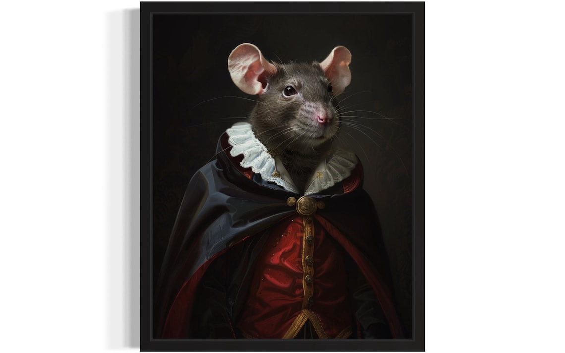 Rat Vampire Aristocratic Gothic Portrait Oil Painting Poster