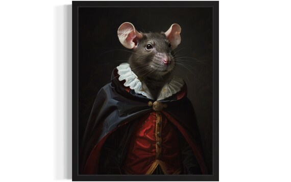 Rat Vampire Aristocratic Gothic Portrait Oil Painting Poster