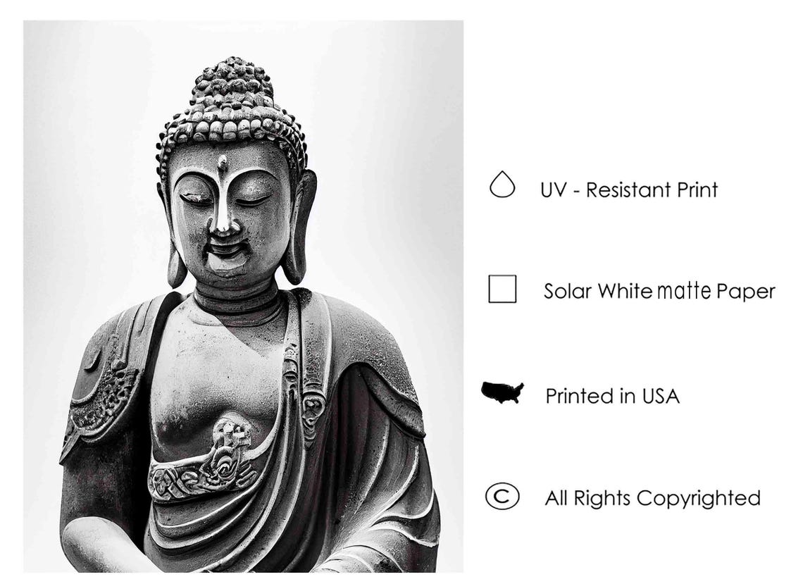 Buddha Black And White Animal Art Print Wall Art Poster Original Paint Artwork Artwork Decor - Image 2